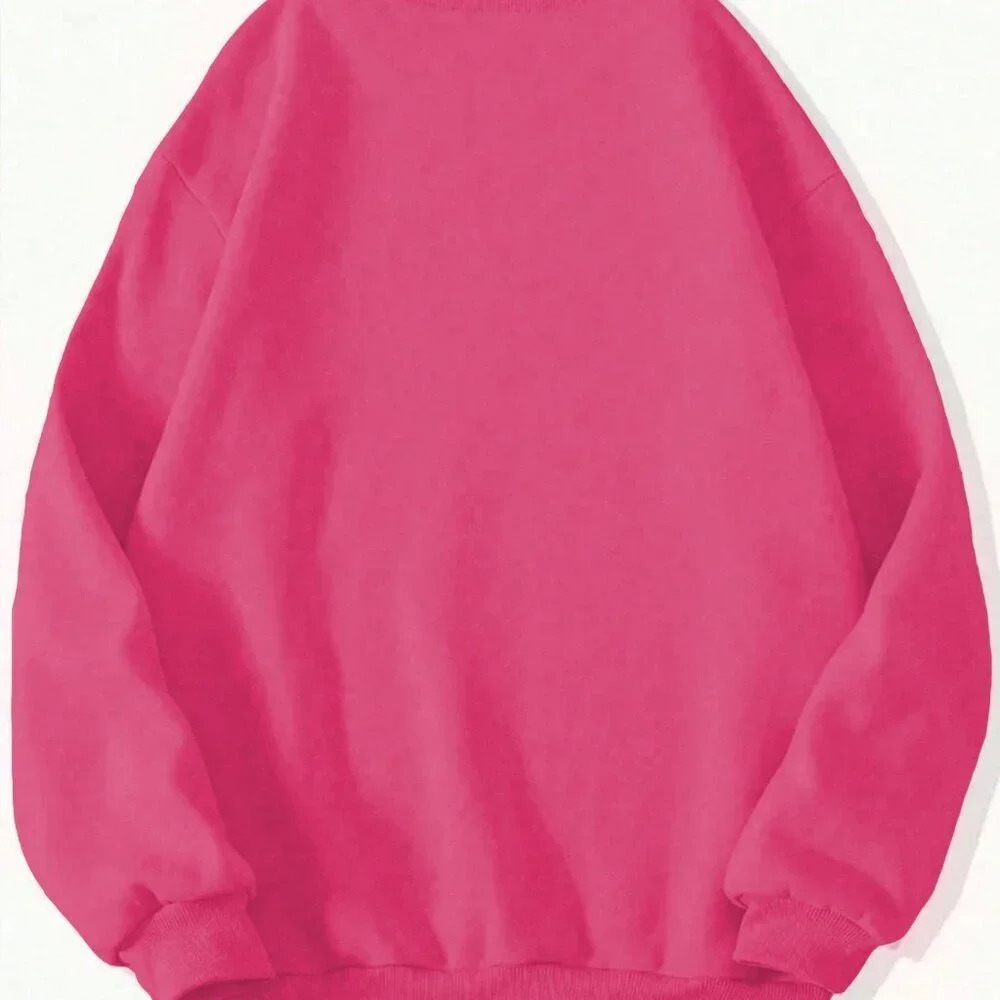 Hot Pink Casual Women's Christmas Tree Print Drop Shoulder Sweatshirt - Picture 2 of 3